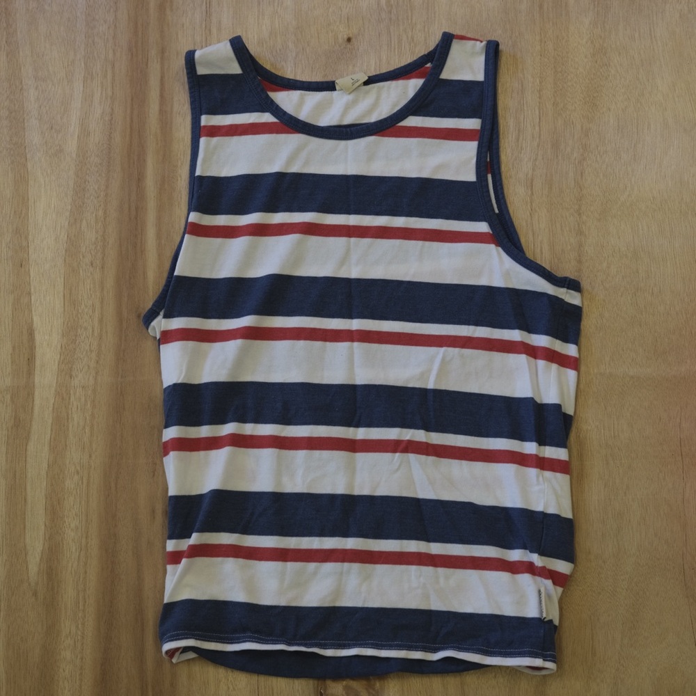 Hollister Navy Blue and Red Striped Tank Top